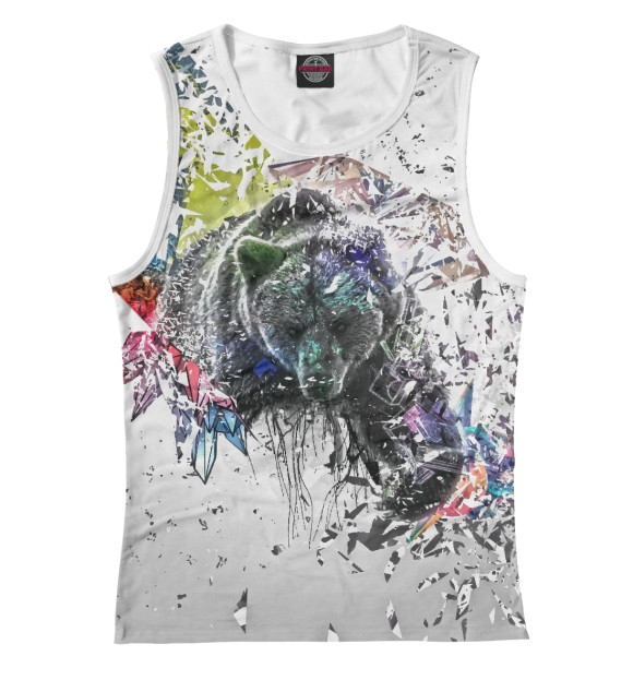 Майка для девочки с притом Медведь цвета Белый Майка для девочки с изображением Медведь цвета Белый