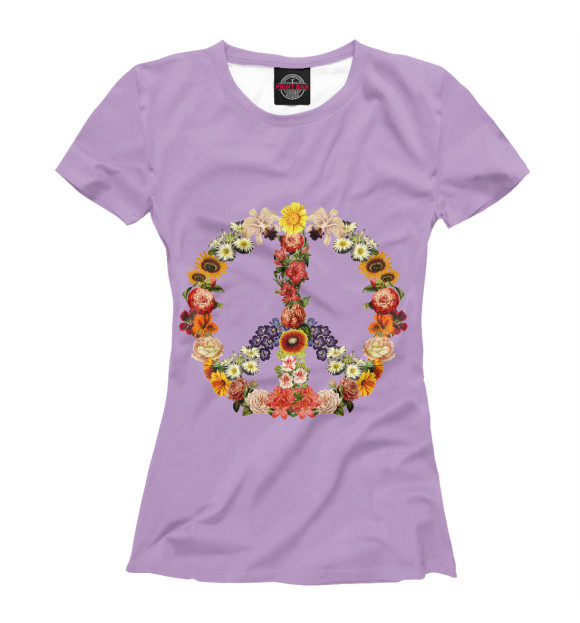 Женская футболка с изображением Flower power цвета Белый