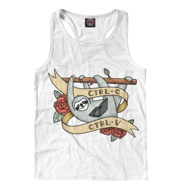 Мужская майка-борцовка с изображением CTRL+C/CTRL+V цвета Белый