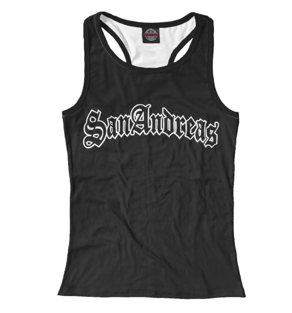 Женская майка-борцовка с притом San Andreas цвета Белый Женская майка-борцовка с изображением San Andreas цвета Белый