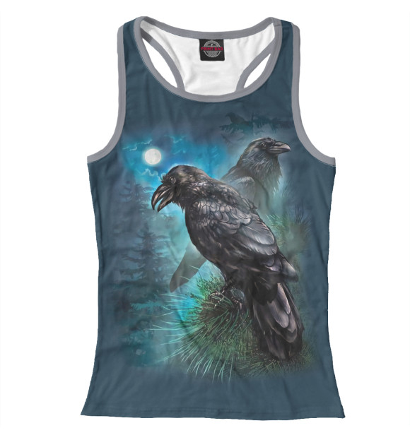 Женская майка-борцовка с притом Вороны цвета Белый Женская майка-борцовка с изображением Вороны цвета Белый