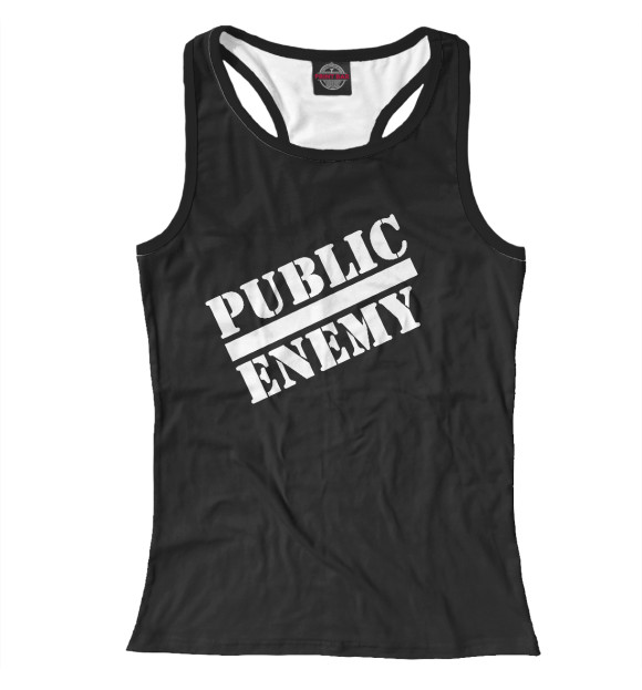 Женская майка-борцовка с изображением Public enemy цвета Белый