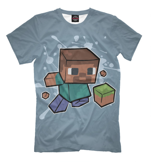 Мужская футболка с изображением Minecraft цвета Серый