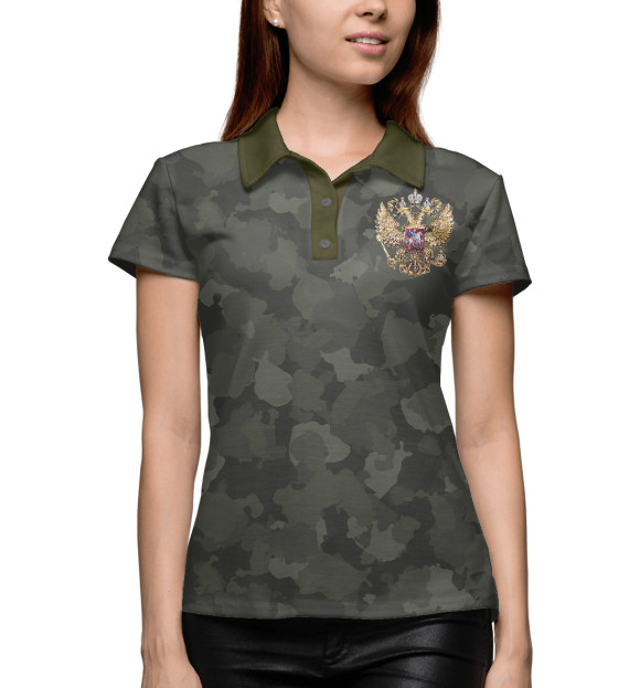 Женское поло с изображением Камуфляж цвета Белый