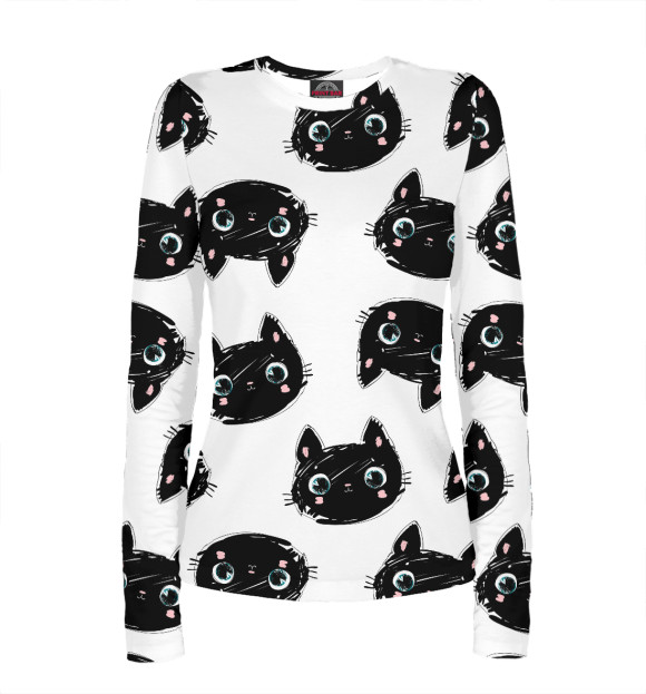Женский лонгслив с изображением Котики цвета Белый