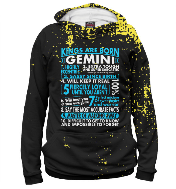 Мужское худи с притом Sassy Loyal Kings Are Born цвета Белый Мужское худи с изображением Sassy Loyal Kings Are Born цвета Белый