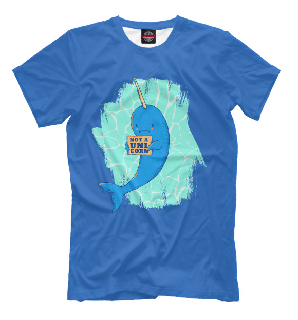 Мужская футболка с изображением Нарвал не Единорог цвета Грязно-голубой