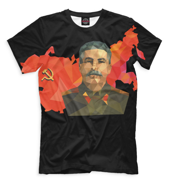Мужская футболка с изображением Сталин цвета Черный