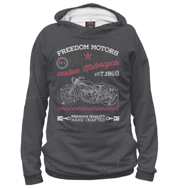 Женское худи с изображением Freedom Motors цвета Белый