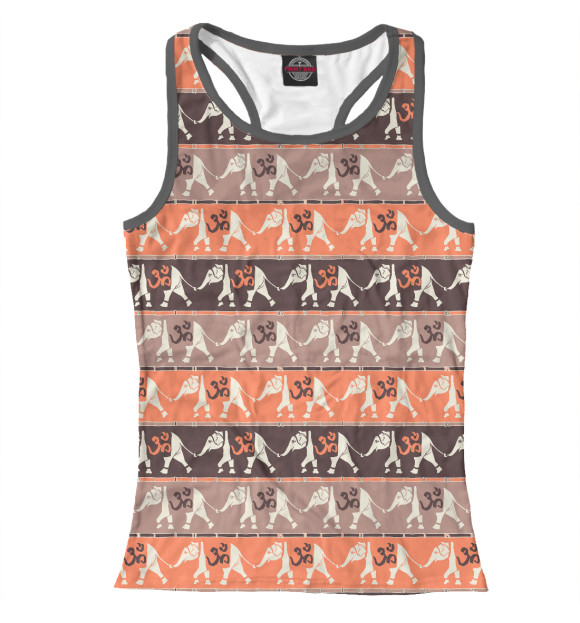 Женская майка-борцовка с притом Слоны цвета Белый Женская майка-борцовка с изображением Слоны цвета Белый