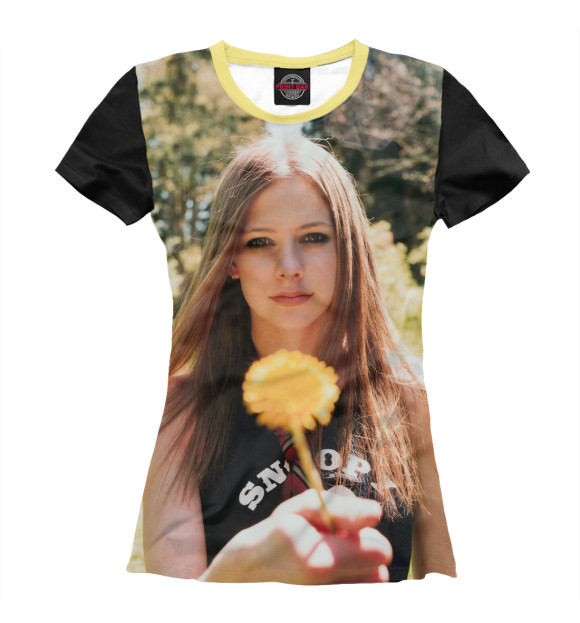 Женская футболка с изображением Young Avril Lavigne цвета Белый