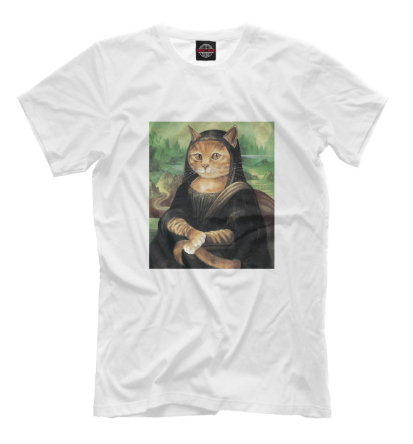 Мужская футболка с изображением Classic Cat Art цвета Белый