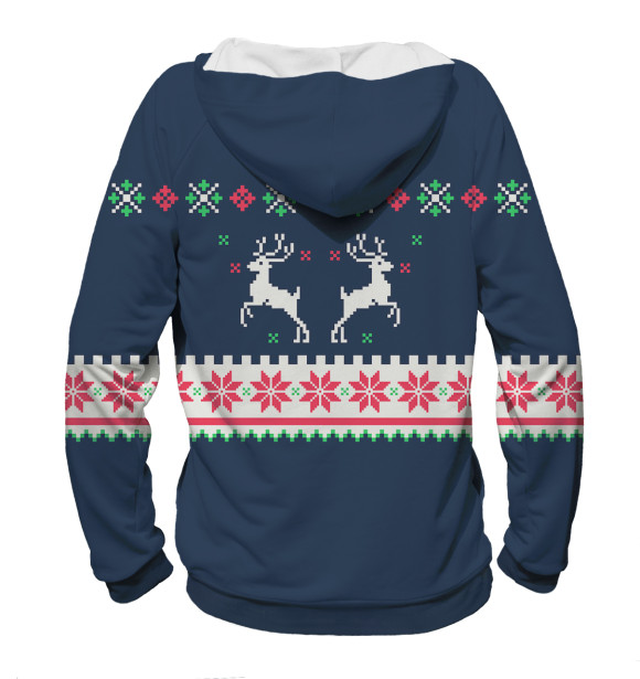 Мужское худи с изображением Свитер с оленями цвета Белый