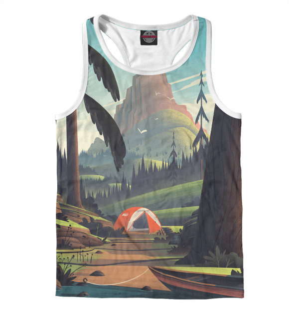 Мужская майка-борцовка с изображением Pike цвета Белый