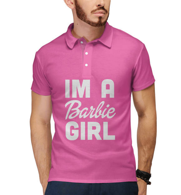 Мужское поло с изображением IM A Barbie GIRL цвета Белый