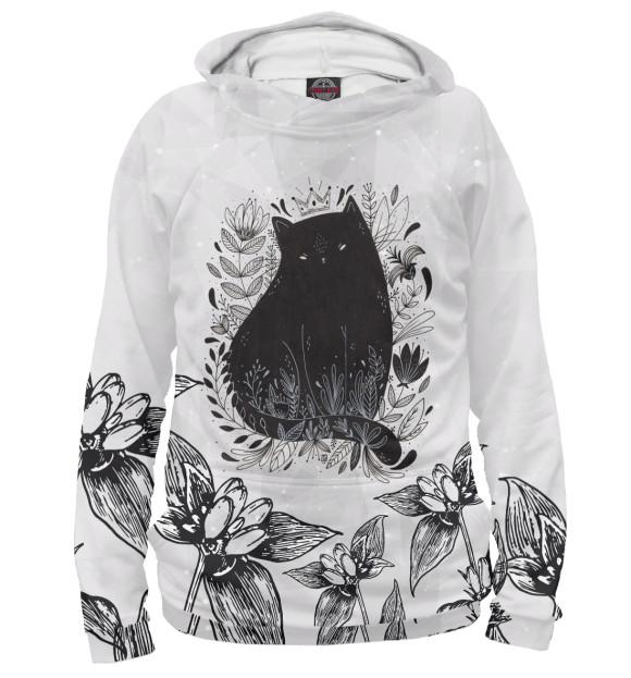 Женское худи с изображением Elegant Cat цвета Белый