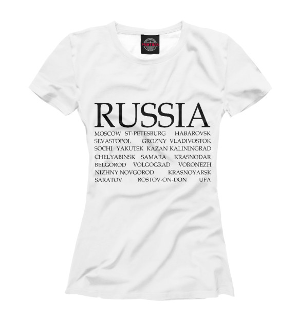 Футболка для девочек с изображением Города России цвета Белый