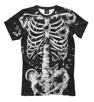 Мужская футболка Floral Skeleton