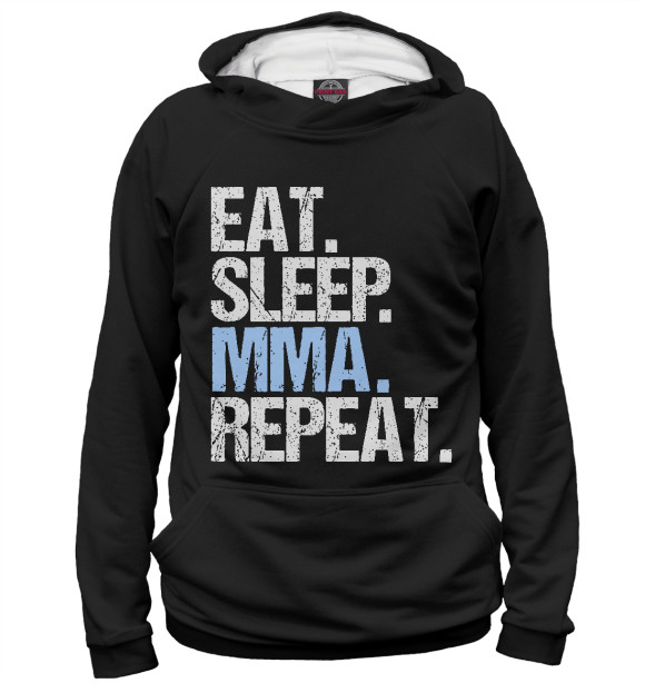 Мужское худи с изображением Eat - Sleep - MMA цвета Белый