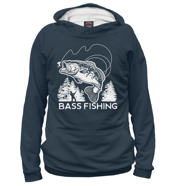 Худи для мальчика с изображением Bass Fishing цвета Белый