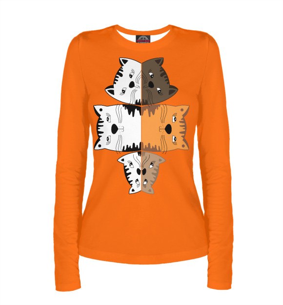 Женский лонгслив с изображением Оранжевые коты цвета Белый