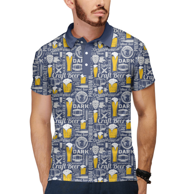 Мужское поло с притом Beer цвета Белый Мужское поло с изображением Beer цвета Белый