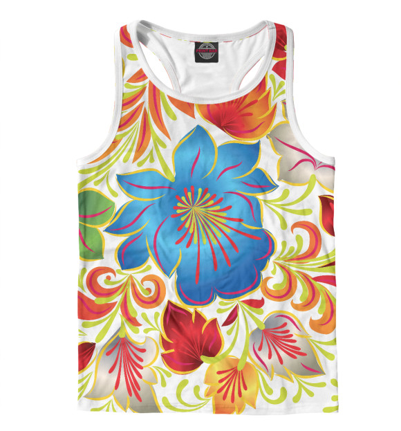 Мужская майка-борцовка с изображением Хохлома Стиль цвета Белый