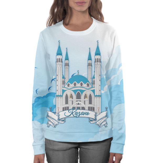 Женский свитшот с изображением Казань цвета Белый