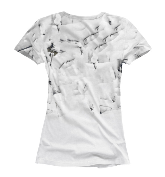 Женская футболка с изображением Кот в Снегу цвета Белый
