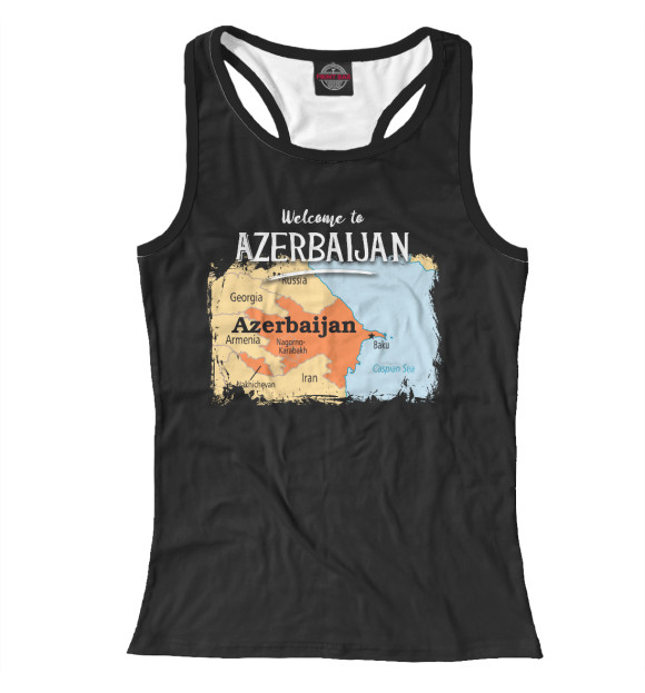 Женская майка-борцовка с изображением Азербайджан цвета Белый