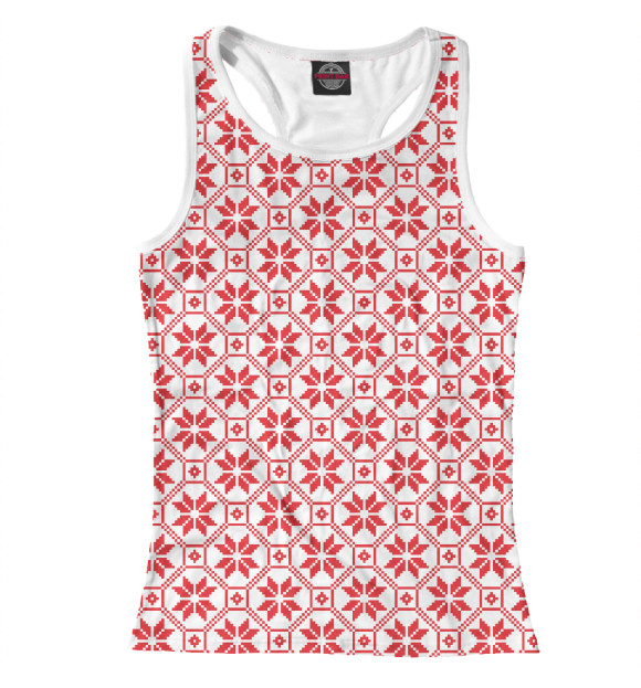 Женская майка-борцовка с изображением Алатырь цвета Белый