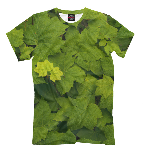Мужская футболка с изображением Зелёные листья цвета Светло-коричневый