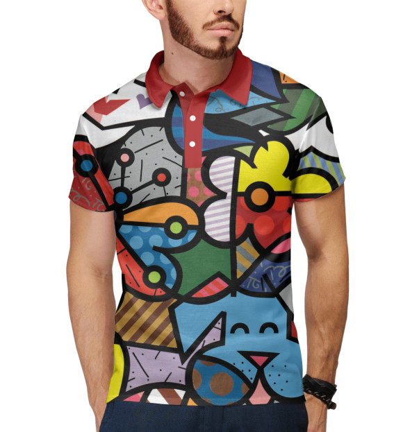 Мужское поло с изображением Геометрия цвета Белый