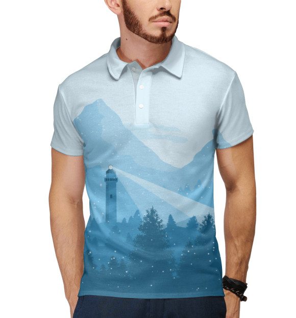 Мужское поло с изображением Lighthouse цвета Белый