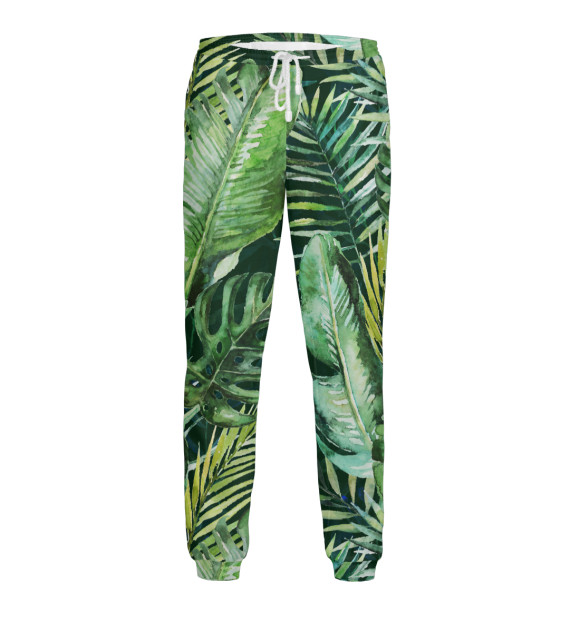 Мужские спортивные штаны с изображением Тропические пальмы цвета Белый