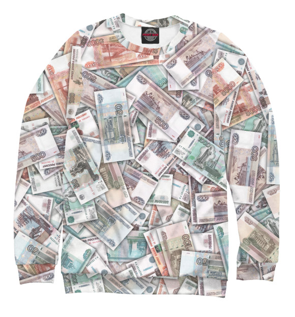 Мужской свитшот с изображением Куча денег цвета Белый