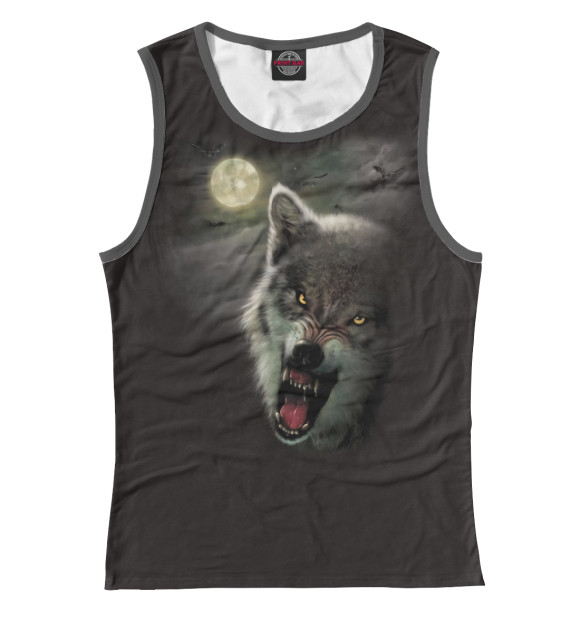 Майка для девочки с изображением Волк цвета Белый