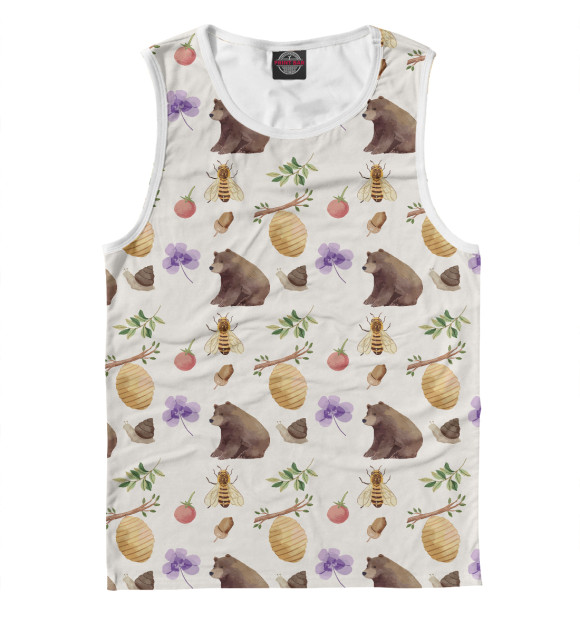 Майка для мальчика с притом Медвежий Фон цвета Белый Майка для мальчика с изображением Медвежий Фон цвета Белый