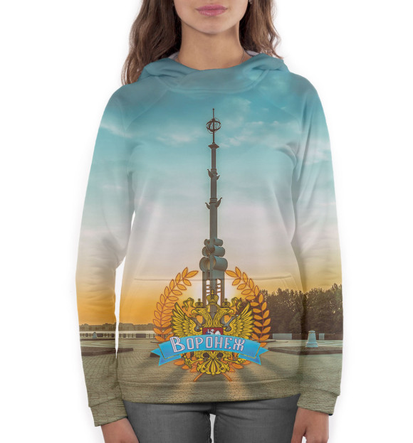 Женское худи с изображением Воронеж цвета Белый