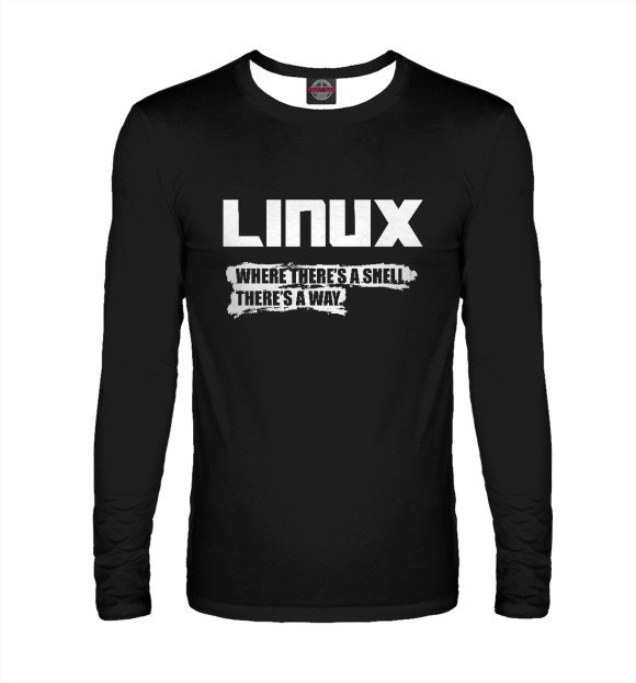 Мужской лонгслив с изображением Linux цвета Белый