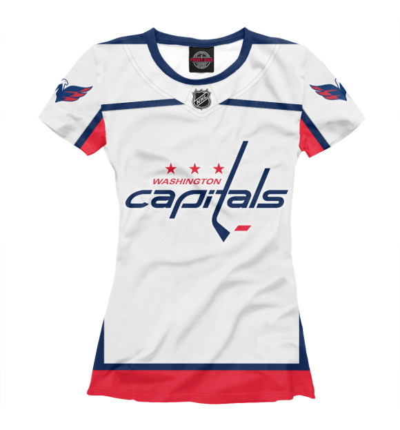Футболка для девочек с изображением Washington Capitals Форма Гостевая 2018 цвета Белый