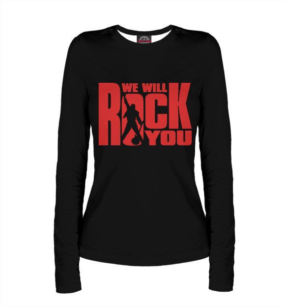 Женский лонгслив с изображением Queen we will rock you цвета Белый