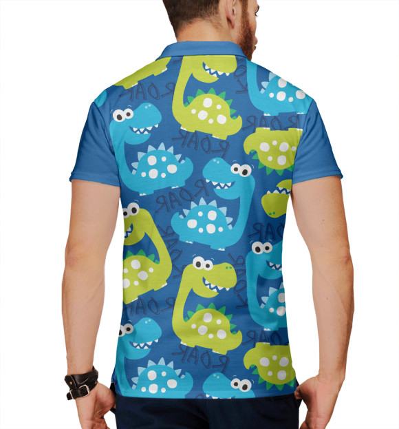 Мужское поло с изображением Дино цвета Белый