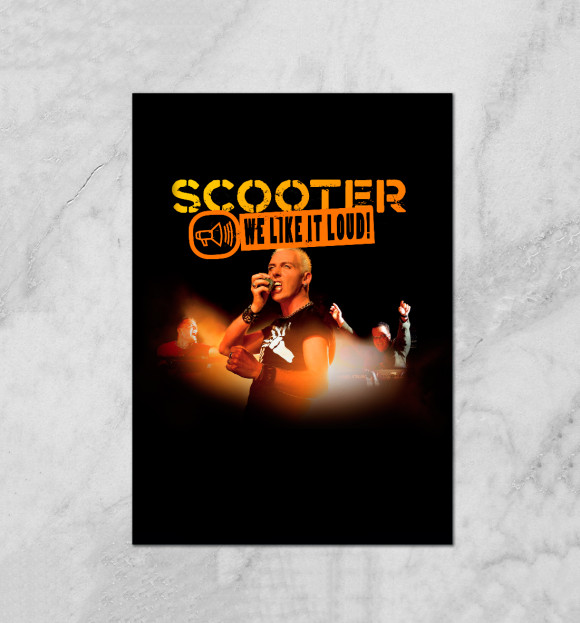 Плакат с притом Scooter цвета Белый Плакат с изображением Scooter цвета Белый