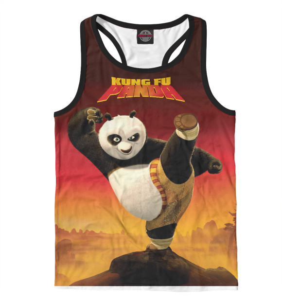 Мужская майка-борцовка с изображением Kung Fu Panda цвета Белый