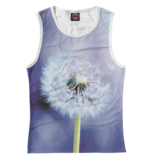 Женская майка с изображением Одуванчик цвета Белый