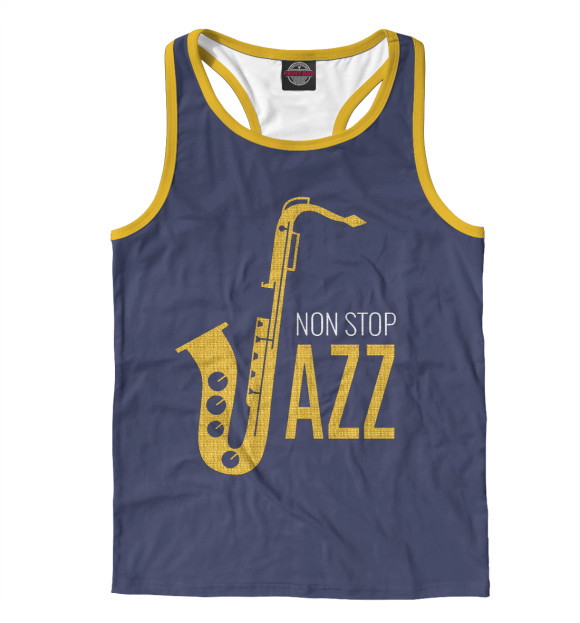 Мужская майка-борцовка с изображением Non stop Jazz цвета Белый