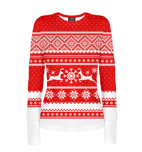 Женский лонгслив с изображением Олени цвета Белый