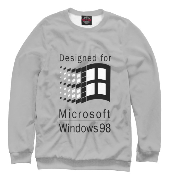 Мужской свитшот с изображением Microsoft Wiindows 98 цвета Белый