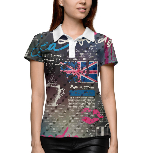 Женское поло с притом London цвета Белый Женское поло с изображением London цвета Белый